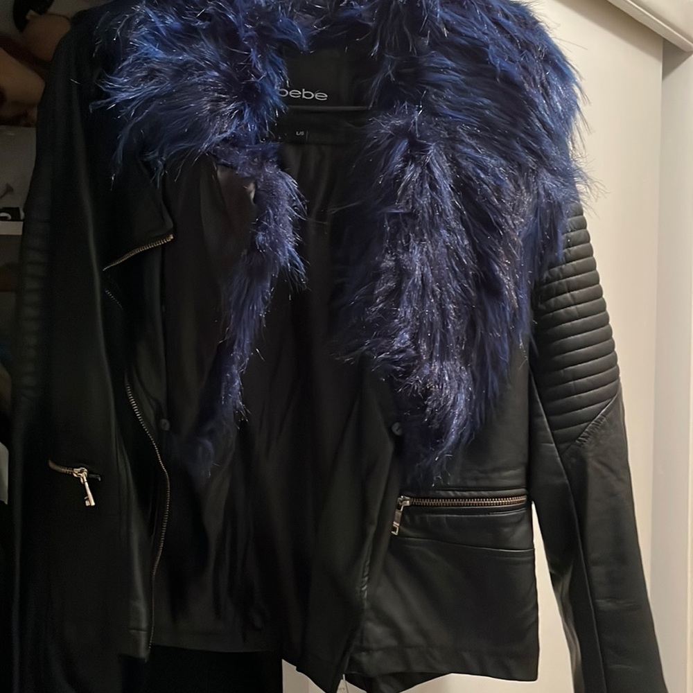 Bebe Moto jacket with faux fur